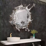 Elegant wall mirror with splash-shaped frame and integrated LED lighting, perfect for modern décor.