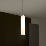 Elegant linear glass pendant light with sleek modern design, ideal for dining rooms, kitchens, and contemporary interiors.